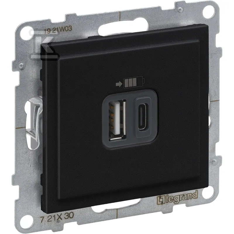 Gniazdo USB typ A + C - 5 V - 3 A, CZARNY SUNO