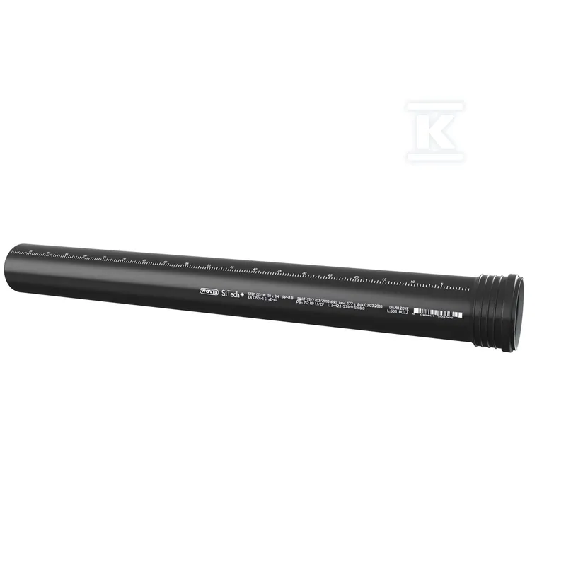 Kalichová trubka Wavin SiTech+ 75x1000 mm, černá — 3091157