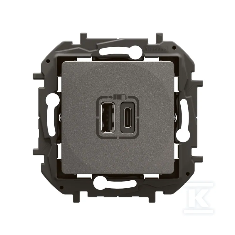 Gniazdo 2xUSB typ A+C-3A stalowe, NOWE NILOE