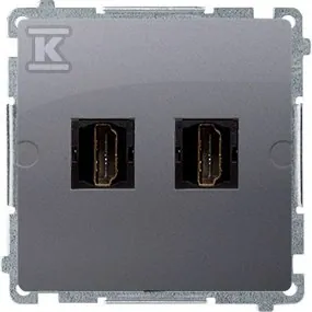 Gniazdo HDMI podwójne (moduł), stal inox, BASIC MODUŁ
