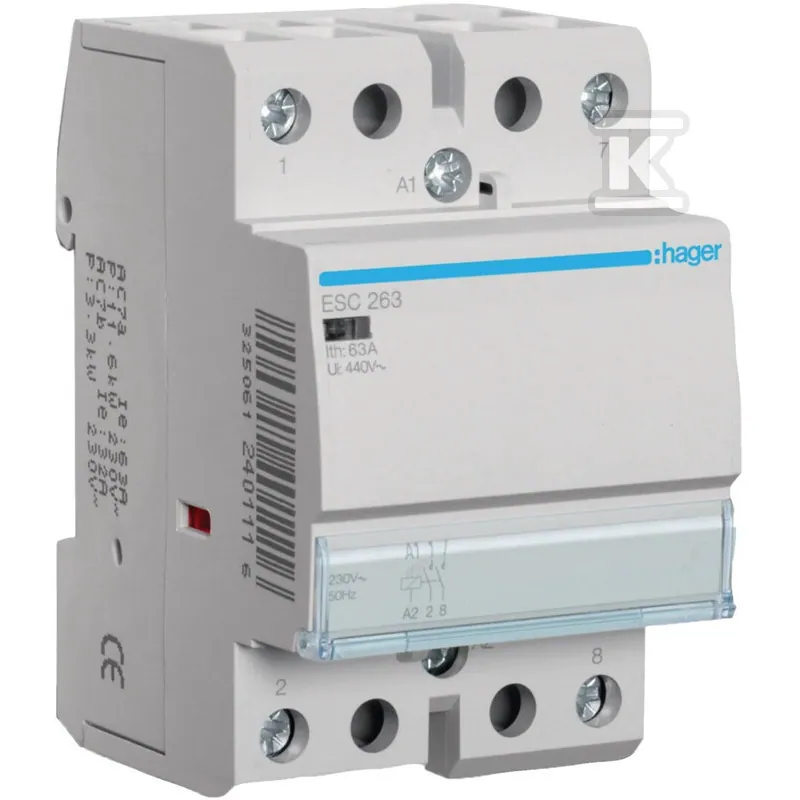 Stykač 230VAC 2NO 63A AC-7a/b